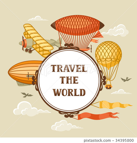 Travel background with retro air transport 34395800