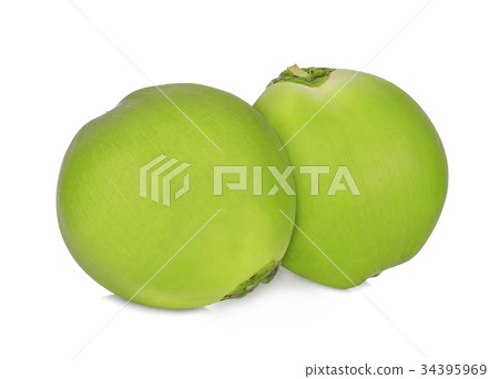whole of fresh green coconut fruit isolated  34395969