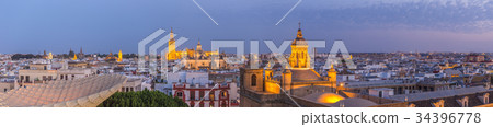 panorama view of seville skyline at dusk,Spain panorama view of seville skyline at dusk,Spain 34396778