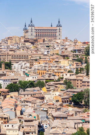 Aerial view of toledo city and alcazar,Spain 34396787