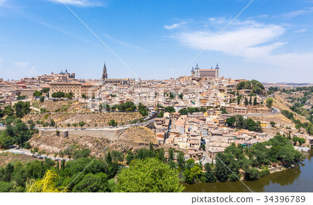 Aerial view of toledo city and alcazar,Spain Aerial view of toledo city and alcazar,Spain 34396789