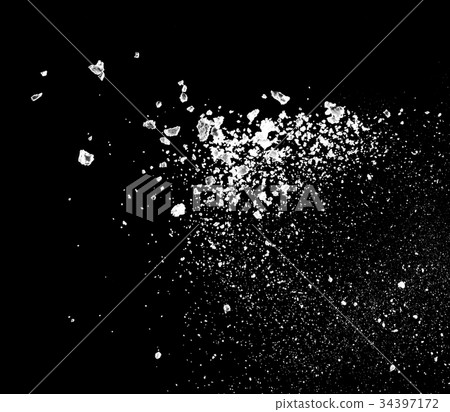 white powder explosion isolated on black  34397172