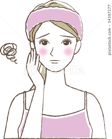 A woman whose face does not float - Stock Illustration [34397277] - PIXTA
