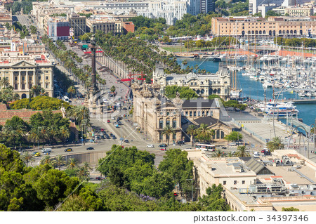 Aeria view of barcelona city ,Spain Aeria view of barcelona city ,Spain 34397346