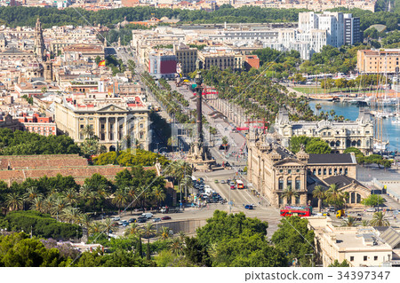 Aeria view of barcelona city ,Spain Aeria view of barcelona city ,Spain 34397347