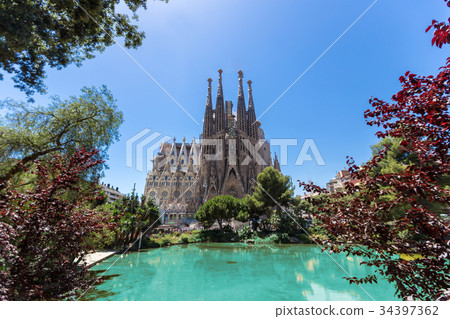 Barcelona city and sagrada familia,Spain Barcelona city and sagrada familia,Spain 34397362