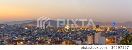 barcelona city and sagrada familia ,Spain 34397367