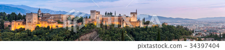 Alhambra of granada during sunset time,Spain 34397404