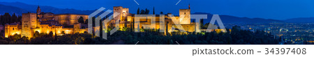 Alhambra of granada during sunset time,Spain Alhambra of granada during sunset time,Spain 34397408