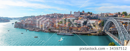 Porto oldtown skyline with douro river,Portugal 34397512
