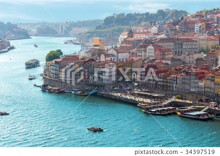 Porto oldtown skyline with douro river,Portugal 34397519