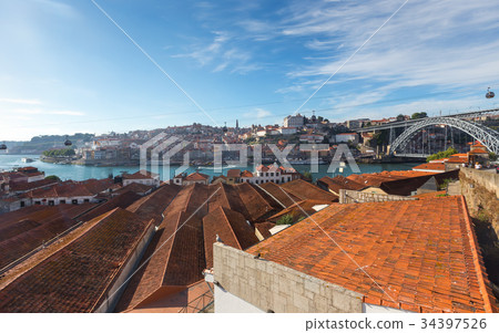 Porto oldtown skyline with douro river,Portugal Porto oldtown skyline with douro river,Portugal 34397526