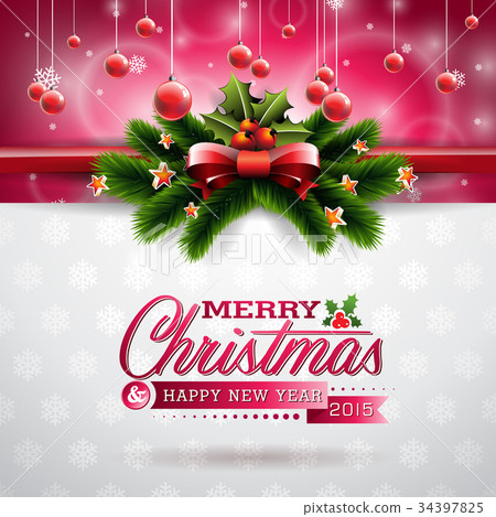 Vector Christmas illustration typographic design 34397825