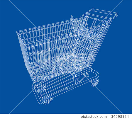 Sketch shopping trolley. Vector Sketch shopping trolley. Vector 34398524