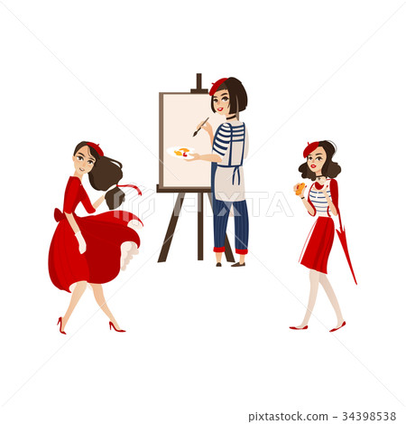 French women with typical symbols of France 34398538