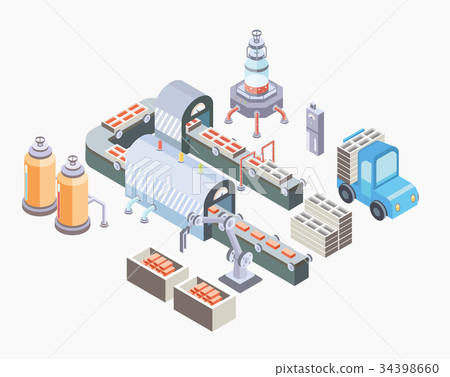 Automated production line. Factory floor with 34398660