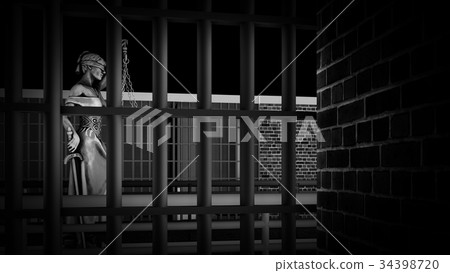The penitentiary bars and Lady of Justice 3d 34398720