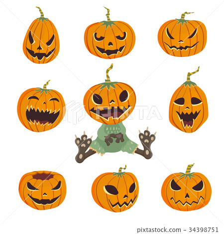 Halloween set with pumpkins. Vector illustration 34398751