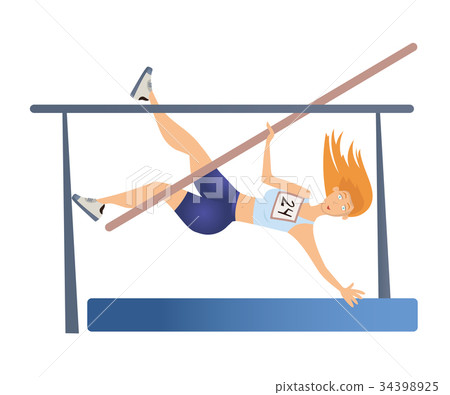 Female Pole vaulting. Woman vaulter, sportswoman 34398925