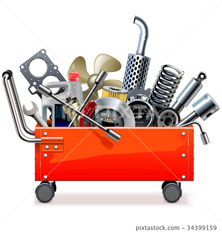 Vector Toolbox Trolley with Car Spares 34399159