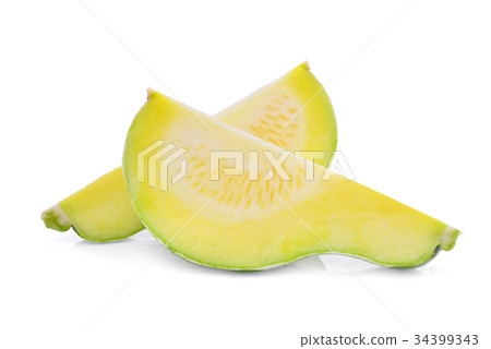 slice of young green pumpkin isolated on white slice of young green pumpkin isolated on white 34399343