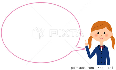High school girl pointing finger - Stock Illustration [34400421] - PIXTA