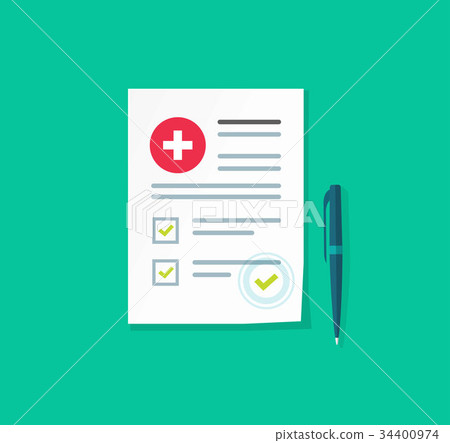 Medical or health insurance document vector Medical or health insurance document vector 34400974