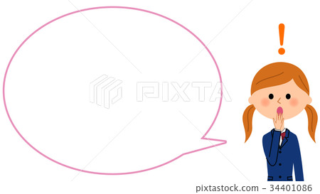 Surprised High School Girl Speech Bubble Surprised High School Girl Speech Bubble 34401086