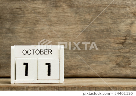 White block calendar present 11 and October White block calendar present 11 and October 34401150