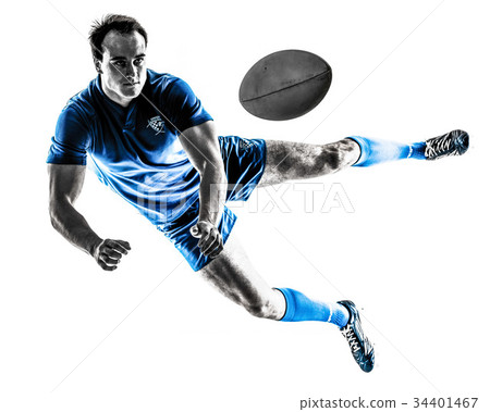 rugby man player silhouette isolated rugby man player silhouette isolated 34401467