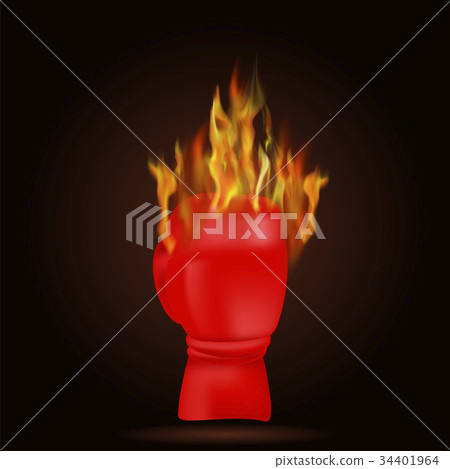 Burning Red Glove with Fire Flame Burning Red Glove with Fire Flame 34401964