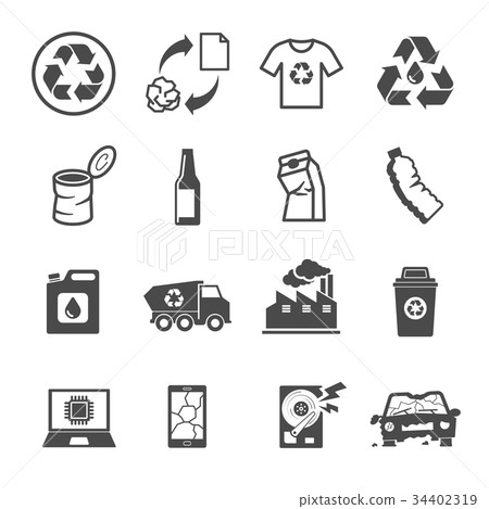 Recycling garbage icons set Recycling garbage icons set 34402319