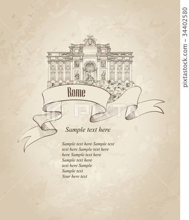 Rome citiy symbol Fountain Trevi. Italian landmark Rome citiy symbol Fountain Trevi. Italian landmark 34402580