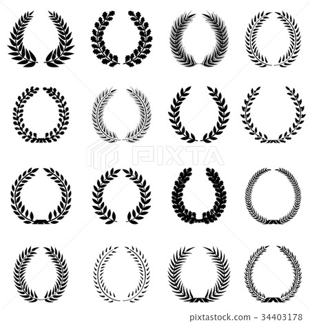 Laurel wreaths set. Silhouette symbol collection. 34403178