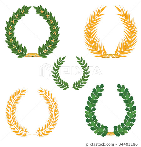Laurel wreaths set. Silhouette symbol collection. Laurel wreaths set. Silhouette symbol collection. 34403180
