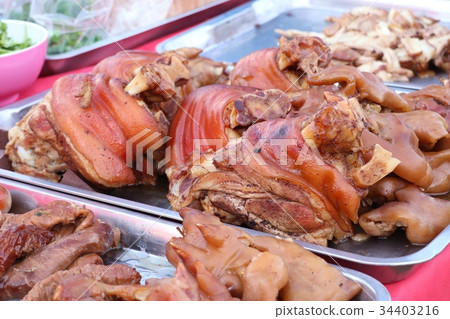 Stewed pork at street food 34403216