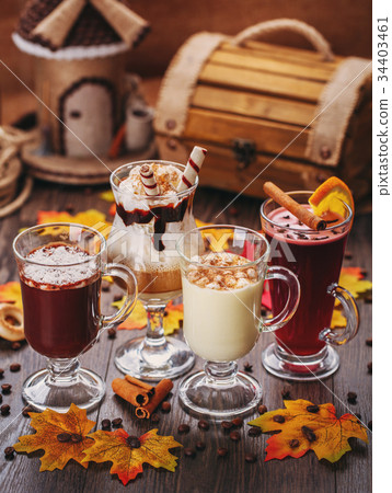 Set of drinks. White Chocolate, Cream, Creamy 34403461