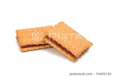 Sandwich cookies with jelly isolated 34404110