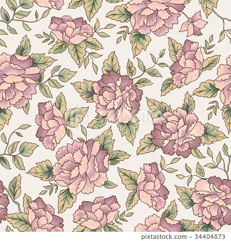 Floral tiled pattern. Ornamental flower background Floral tiled pattern. Ornamental flower background 34404873