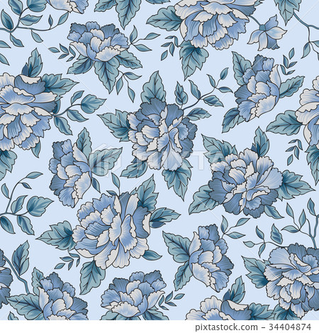 Floral seamless pattern. Blue flower background Floral seamless pattern. Blue flower background 34404874