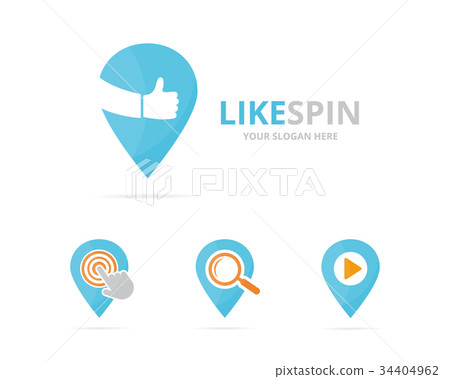 Setof map pointer logo combination. GPS locator 34404962