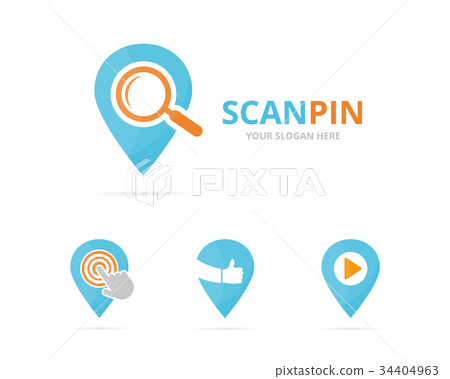 Set of map pointer logo combination. GPS locator 34404963