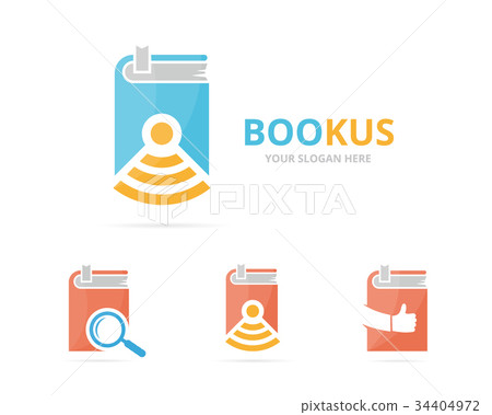 Set of book logo combination. Novel and signal Set of book logo combination. Novel and signal 34404972