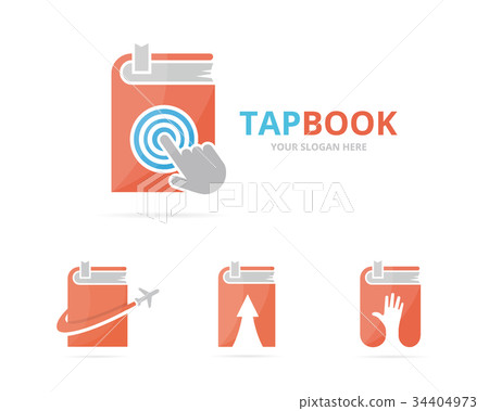 Set of book logo combination. Novel and cursor Set of book logo combination. Novel and cursor 34404973