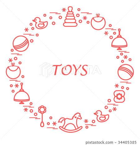 illustration kids elements arranged in a circle 34405385