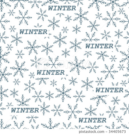 Winter seamless pattern with variety of snowflakes - Stock Illustration ...