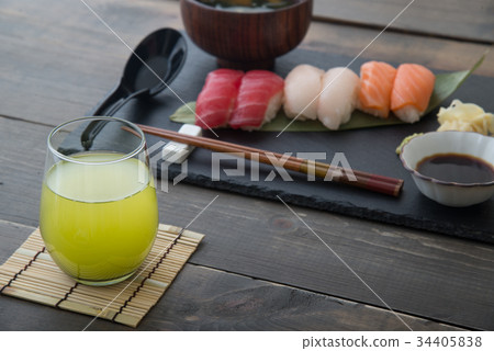 green tea and sushi green tea and sushi 34405838