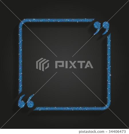 Blue Sequin Square Quote Blank Template. 34406473