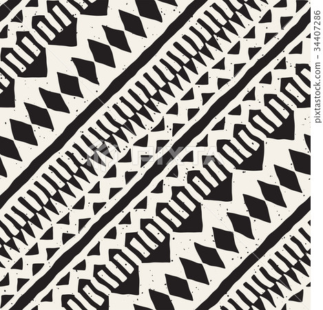 Hand drawn painted seamless pattern. Vector tribal 34407286