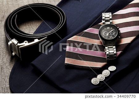 Wrist watch, belt, tie, suit 34409770